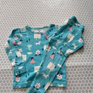 Carter's Teal Princess & Unicorn Pajama Set with Pink Accents Size 2T